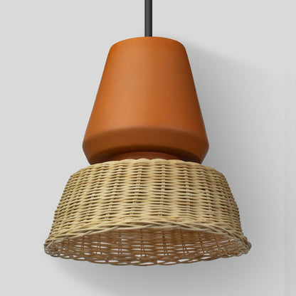 LUCERNA - LÁMPARA COLGANTE DE CERÁMICA Y MIMBRE