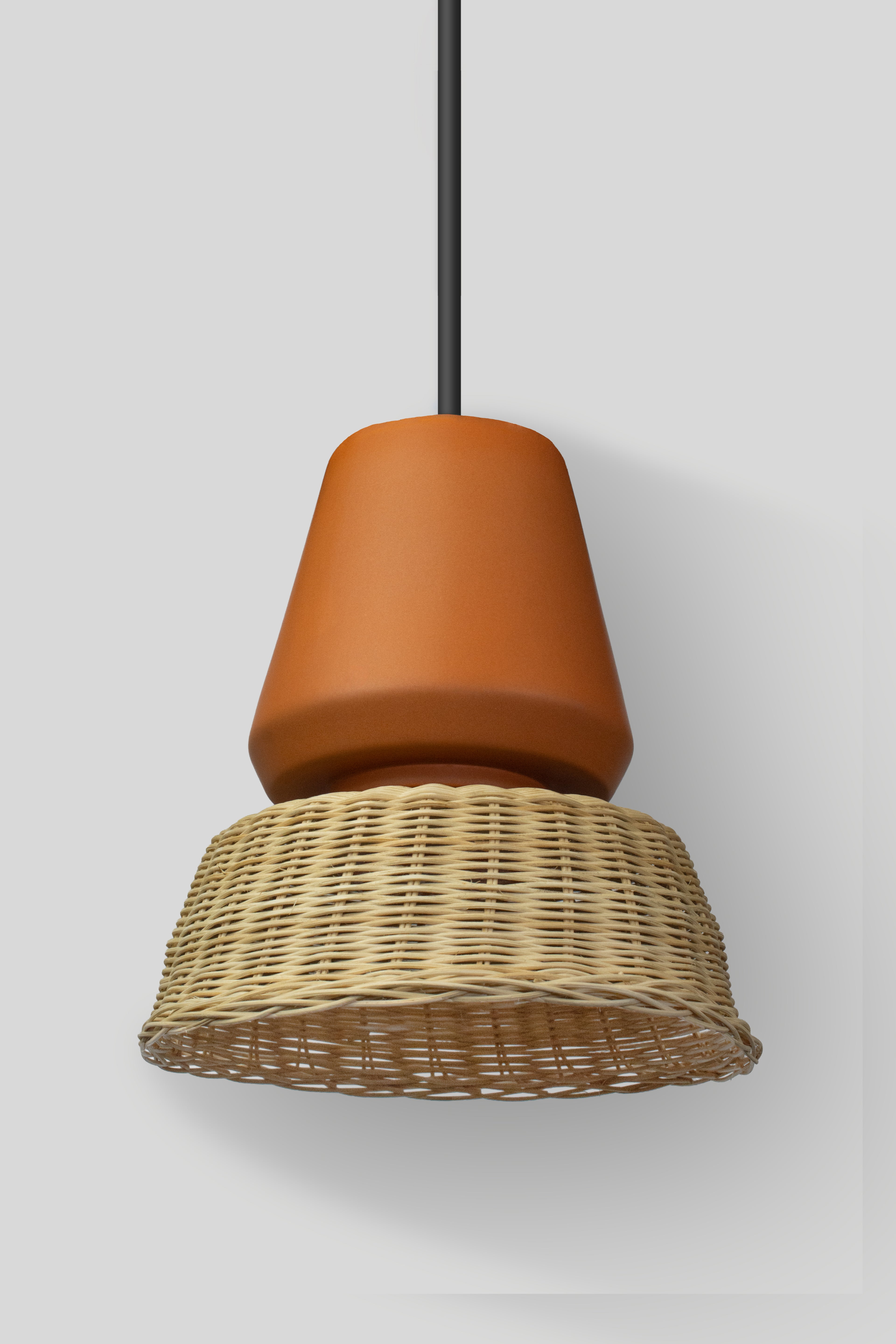 LUCERNA - LÁMPARA COLGANTE DE CERÁMICA Y MIMBRE