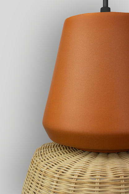 LUCERNA - LÁMPARA COLGANTE DE CERÁMICA Y MIMBRE