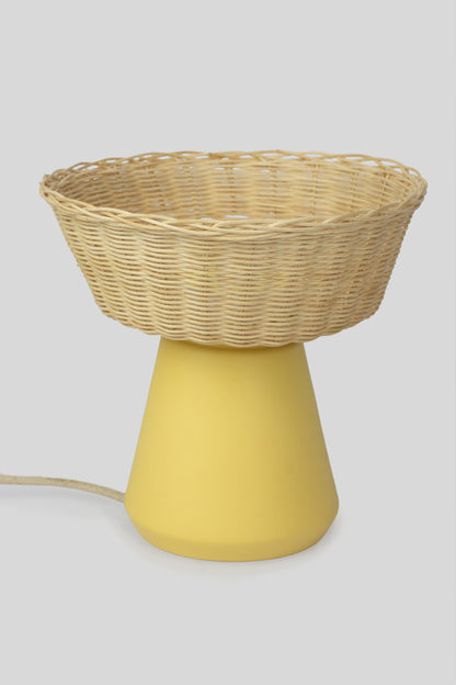 NAHUA - LÁMPARA DE MESA DE CERÁMICA Y MIMBRE