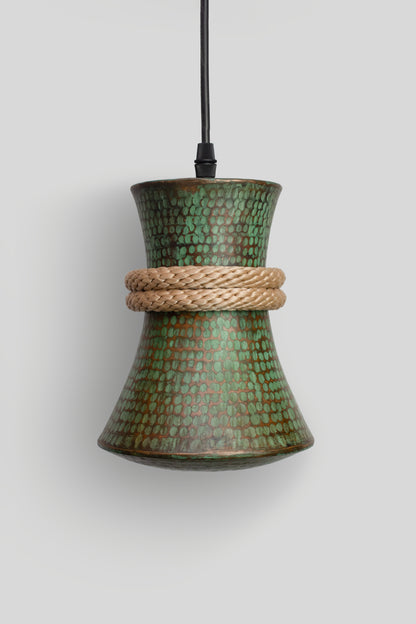 TANU - LÁMPARA COLGANTE DE COBRE PATINA JADE