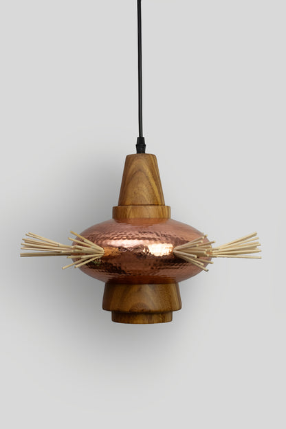 AUIL - LÁMPARA COLGANTE DE COBRE Y PAROTA