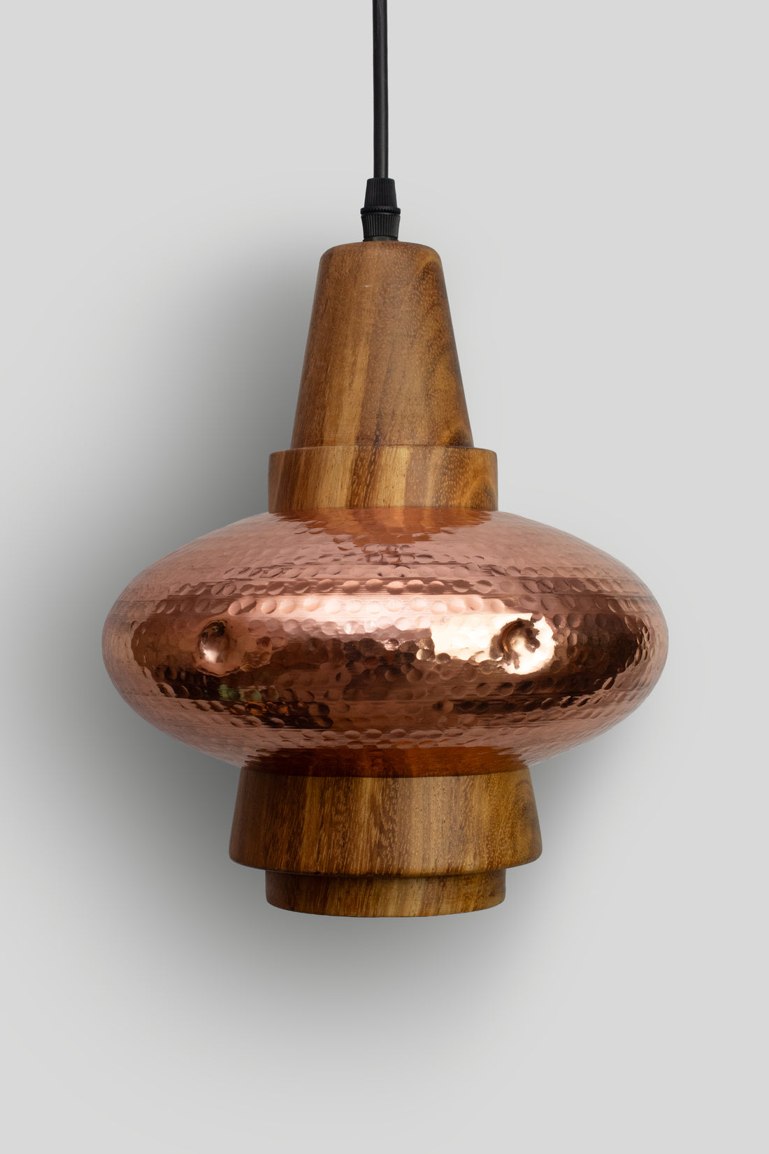 PIRA - LÁMPARA COLGANTE DE COBRE Y PAROTA