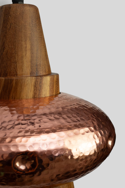 PIRA - LÁMPARA COLGANTE DE COBRE Y PAROTA