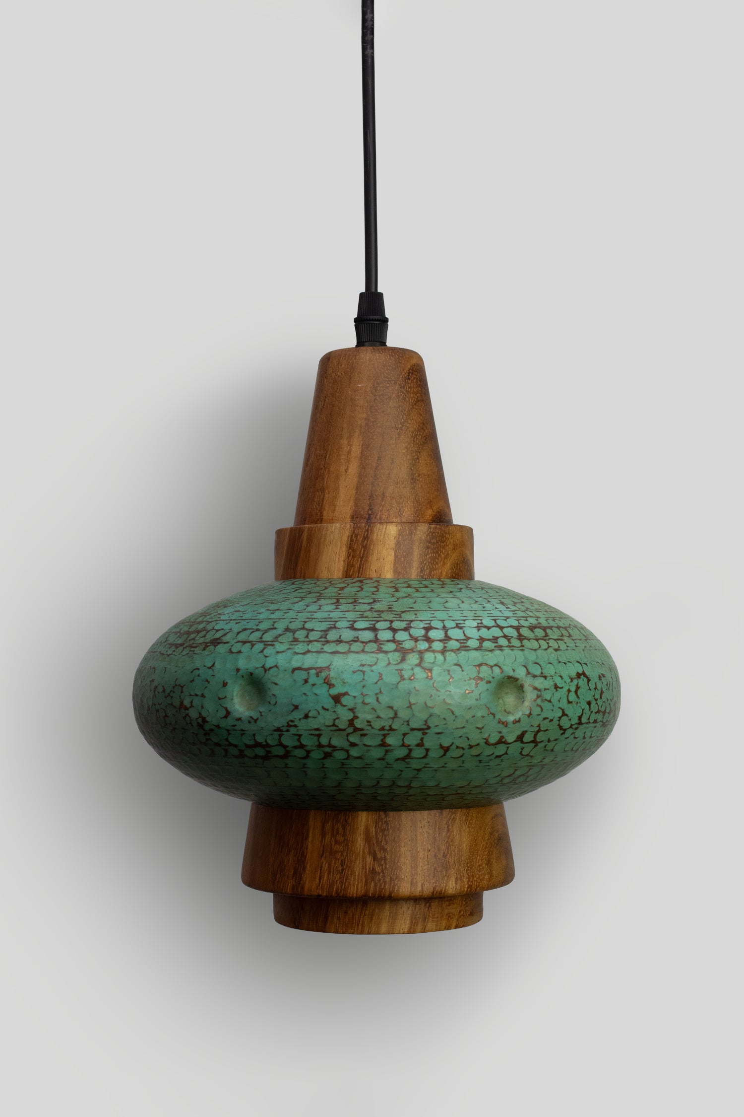 PIRA - LÁMPARA COLGANTE DE COBRE Y PAROTA