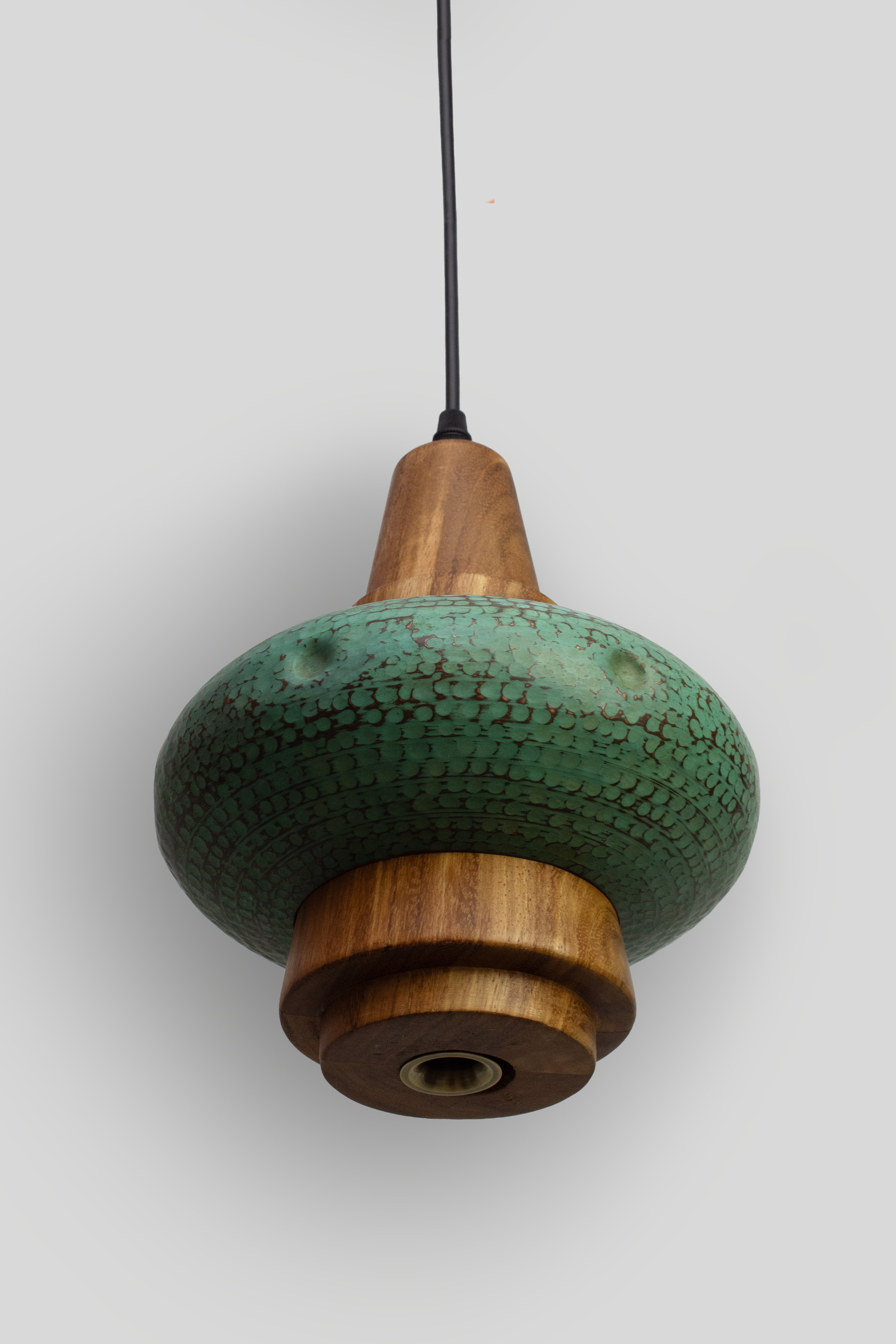 PIRA - LÁMPARA COLGANTE DE COBRE Y PAROTA