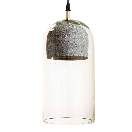 TOTIK - LÁMPARA COLGANTE DE BASALTO & VIDRIO SOPLADO