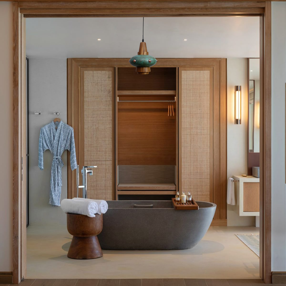 METL - LÁMPARA COLGANTE DE COBRE Y PAROTA