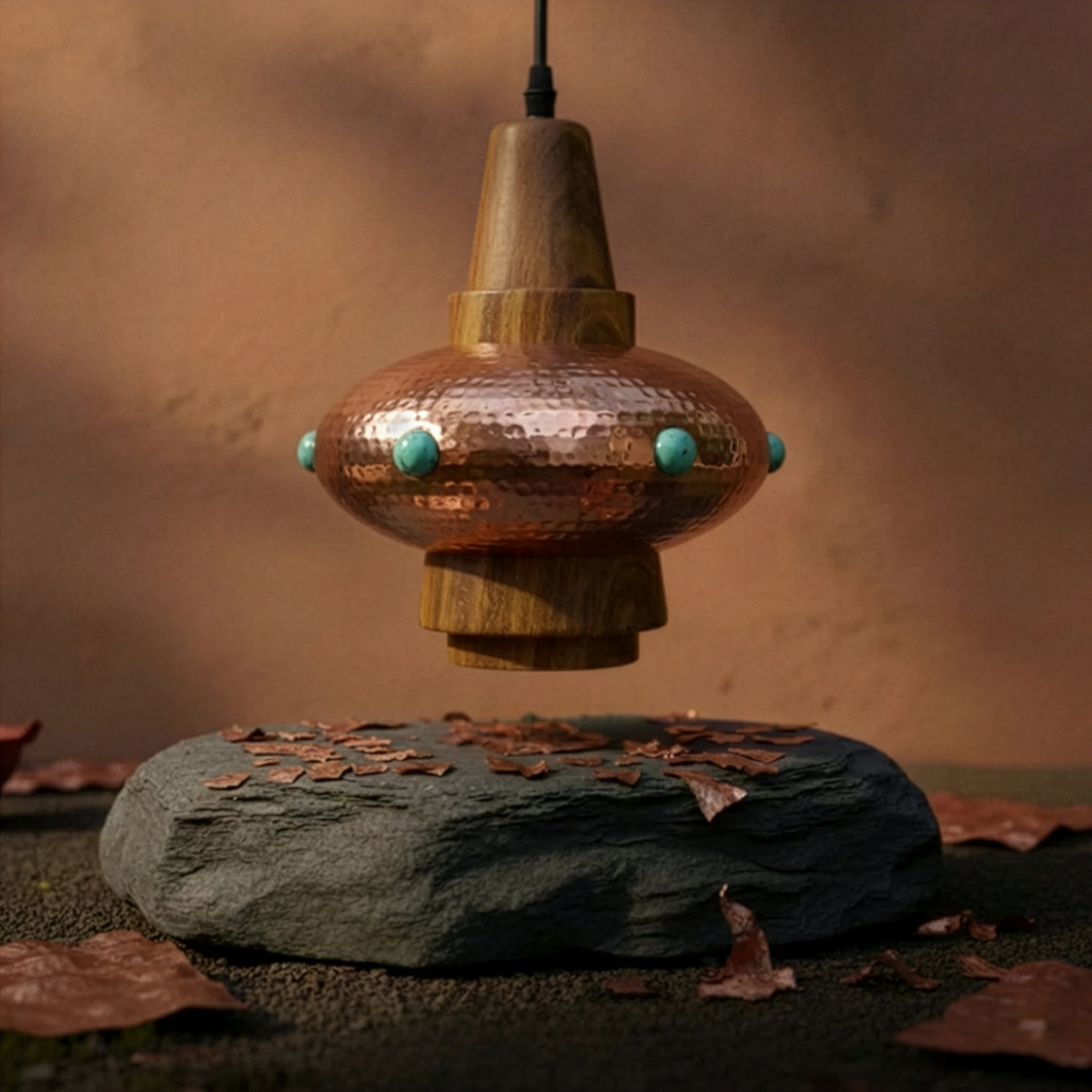 METL - LÁMPARA COLGANTE DE COBRE Y PAROTA