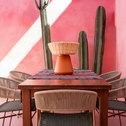 NAHUA - LÁMPARA DE MESA DE CERÁMICA Y MIMBRE