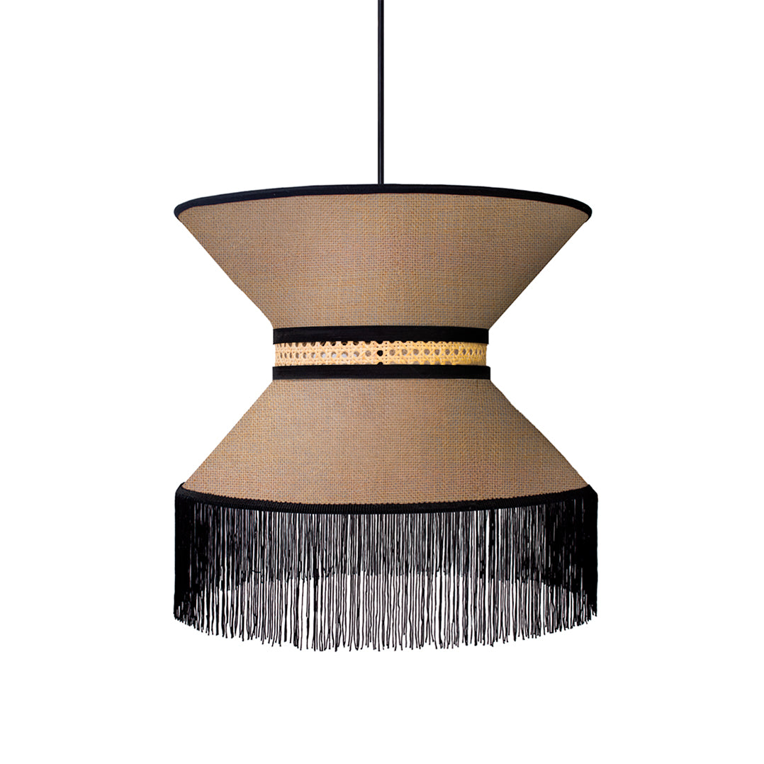 NIERIKA - LÁMPARA COLGANTE DE BEJUCO & TEXTIL