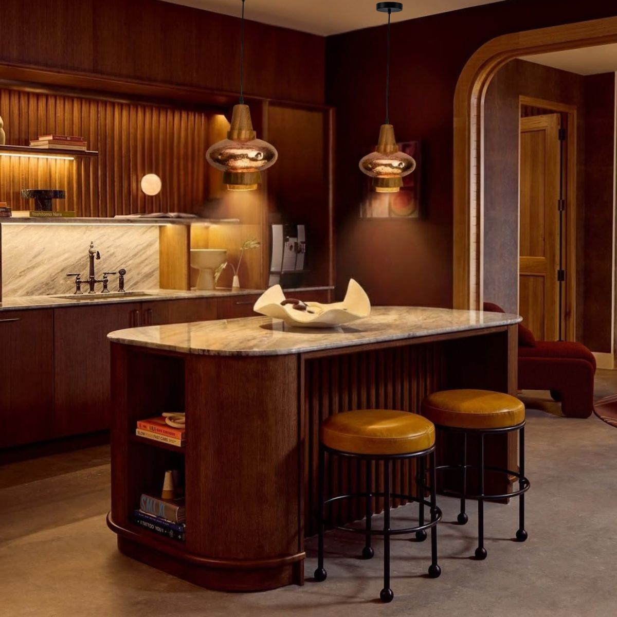 PIRA - LÁMPARA COLGANTE DE COBRE Y PAROTA