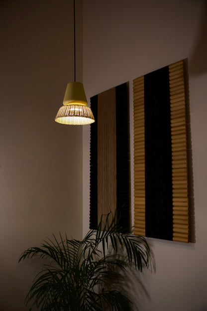 LUCERNA - LÁMPARA COLGANTE DE CERÁMICA Y MIMBRE