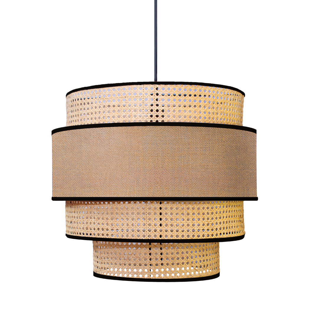 SUDZAL - LÁMPARA COLGANTE DE BEJUCO & TEXTIL