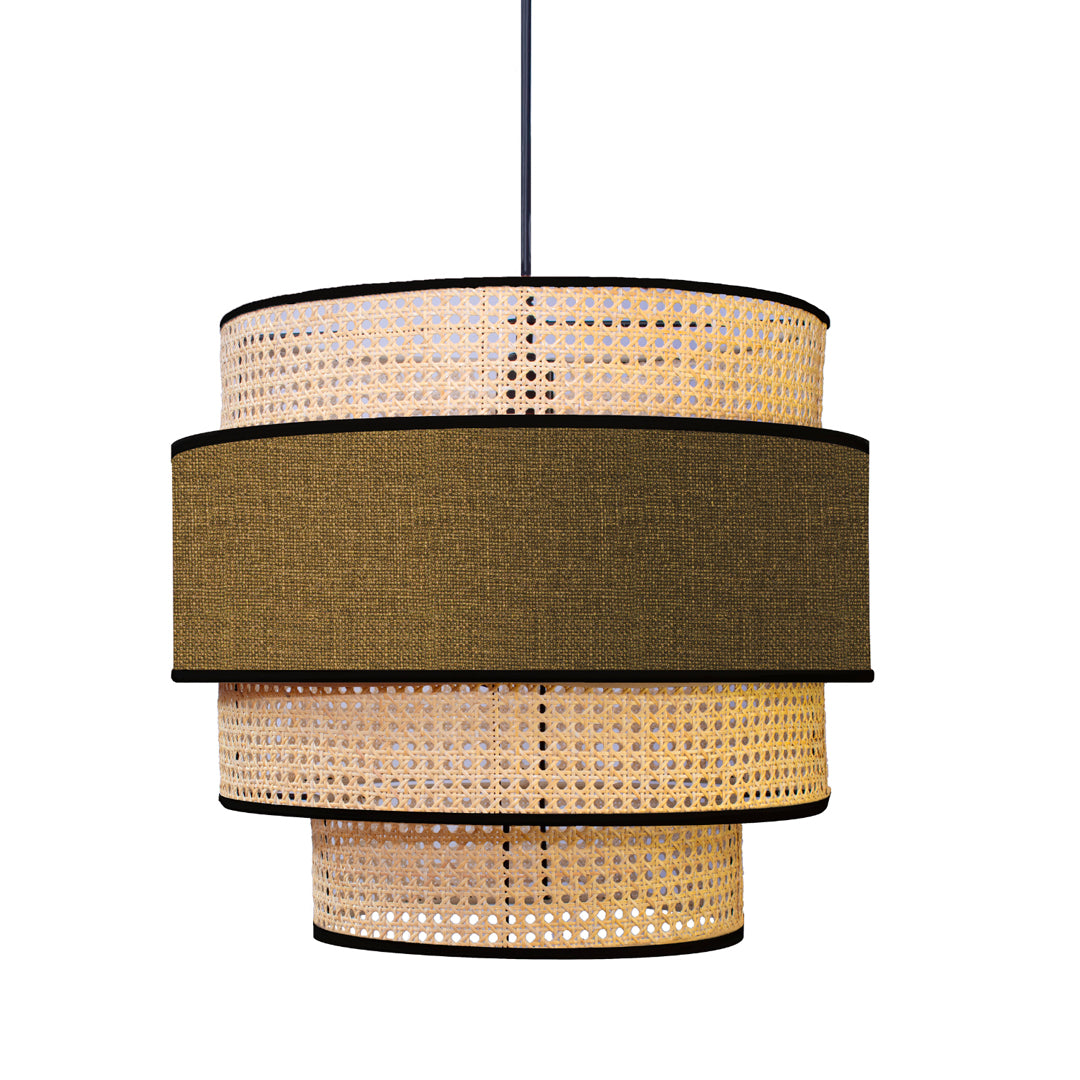 SUDZAL - LÁMPARA COLGANTE DE BEJUCO & TEXTIL