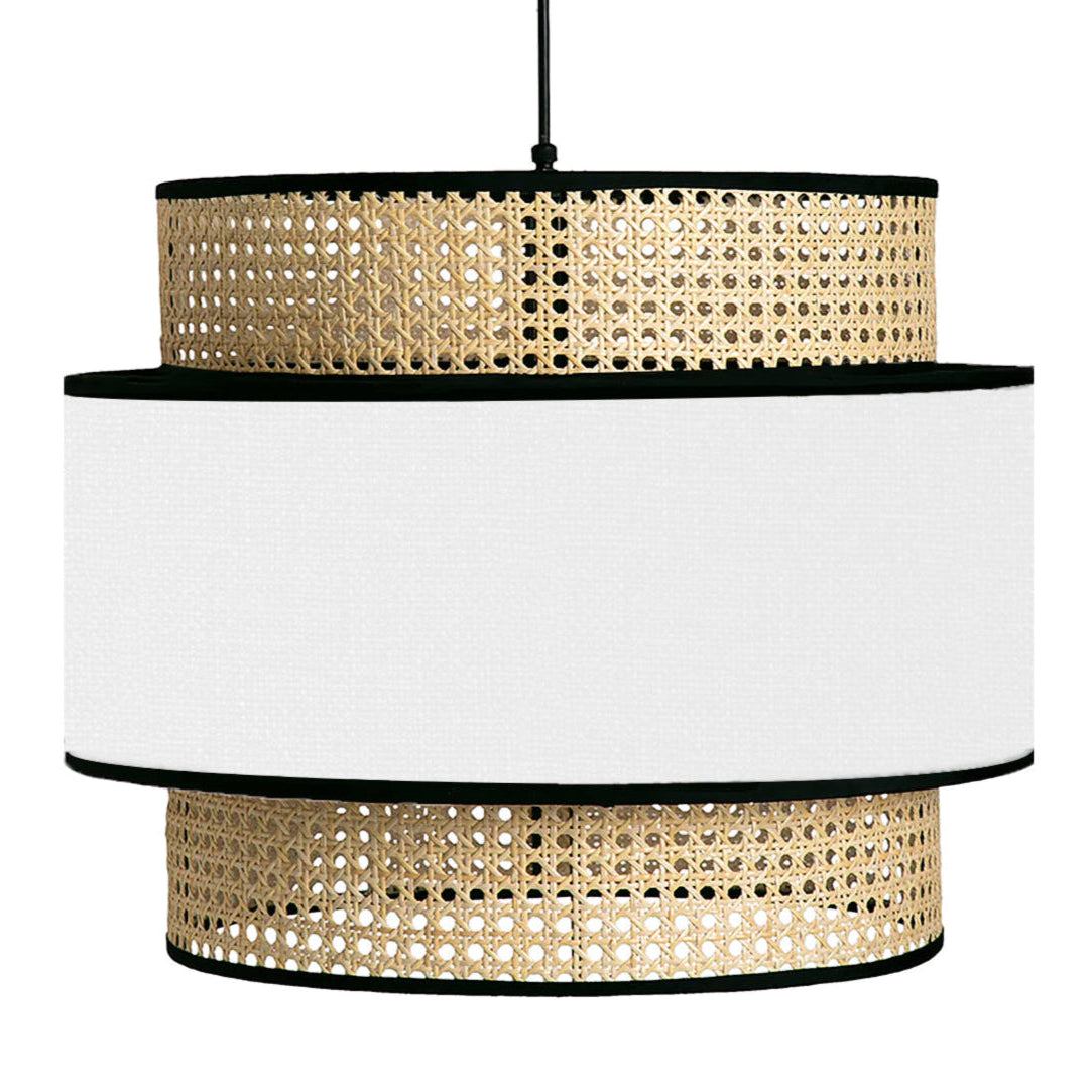TICUL - LÁMPARA COLGANTE DE BEJUCO & TEXTIL COLOR BLANCO