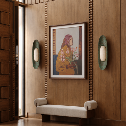YUKU - LÁMPARA DE PARED DE  COBRE Y ÓNIX