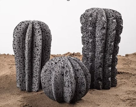 JUEGO DE CACTUS DE PIEDRA VOLCÁNICA