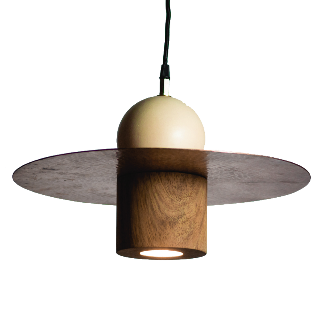 DÁZA - LÁMPARA COLGANTE DE BARRO, COBRE Y PAROTA