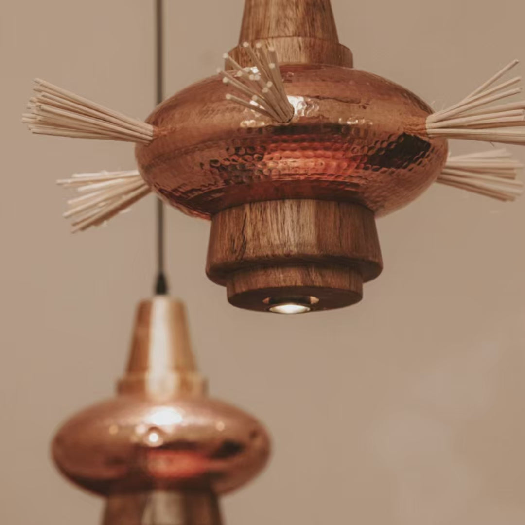 AUIL - LÁMPARA COLGANTE DE COBRE Y PAROTA