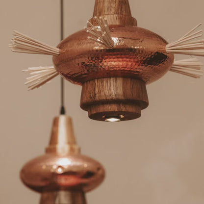 AUIL - LÁMPARA COLGANTE DE COBRE Y PAROTA