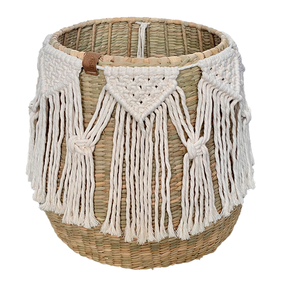 PUREPECHA - CESTO DE CHUSPATA Y MACRAMÉ