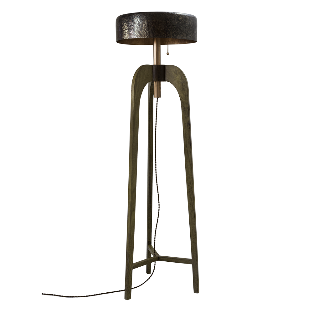 OTOMÍ - LÁMPARA DE PIE DE COBRE Y ROSA MORADA