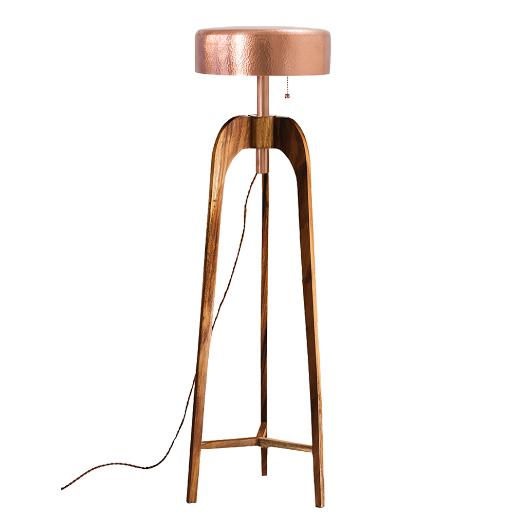OTOMÍ - LÁMPARA DE PIE DE COBRE Y ROSA MORADA
