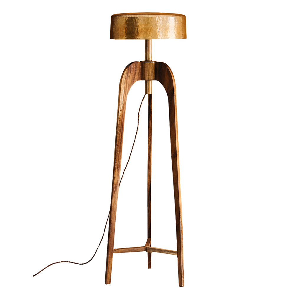 OTOMÍ - LÁMPARA DE PIE DE COBRE Y ROSA MORADA