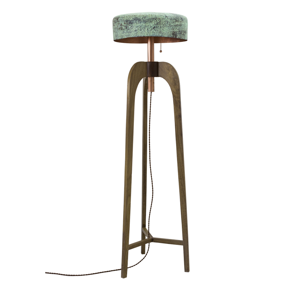 OTOMÍ - LÁMPARA DE PIE DE COBRE Y ROSA MORADA